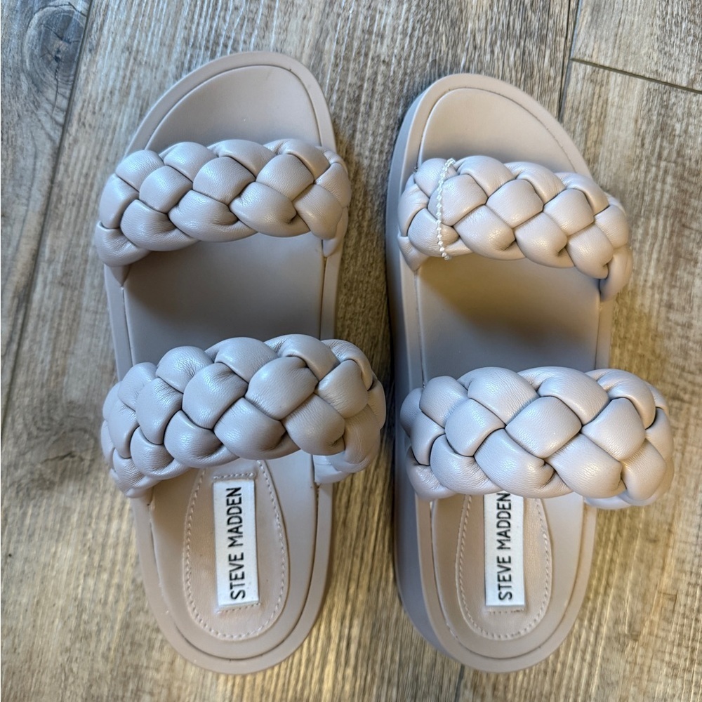 Steve Madden Blush Braided Double-Strap Slide Sandals